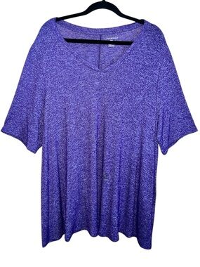 𝐋𝐀𝐍𝐄 𝐁𝐑𝐘𝐀𝐍𝐓 | PURPLE HEATHERED SHORT SLEEVE V-NECK TOP